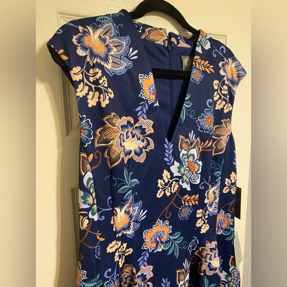 Vince Camuto Navy Floral Scuba Fit & Flare Dress - Picture 5 of 5